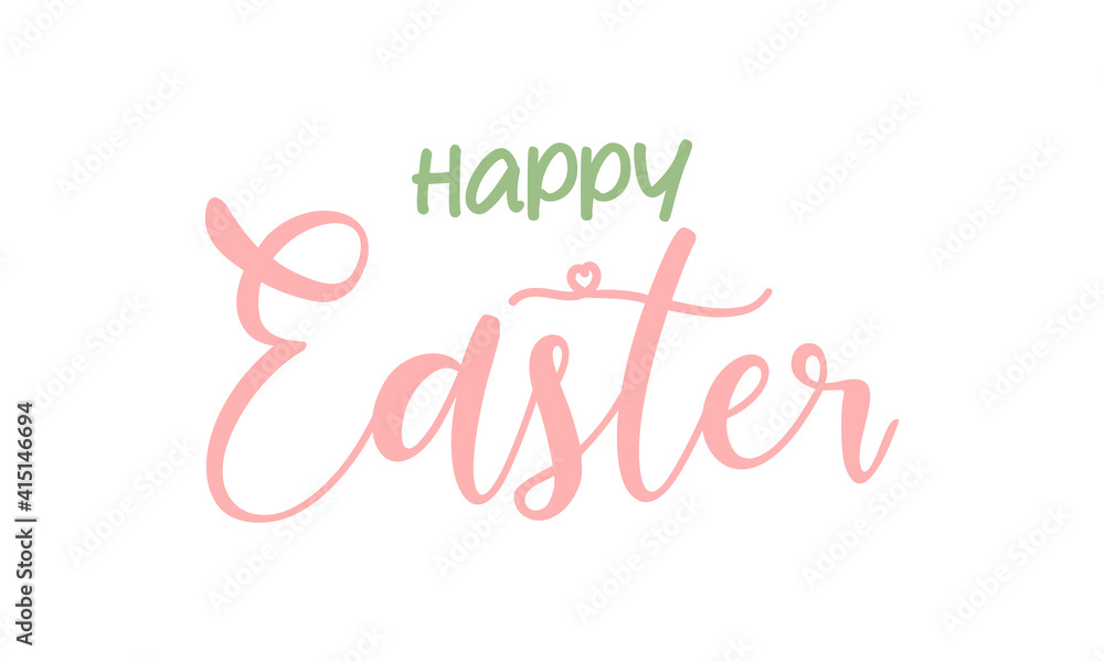 Happy easter lettering. Cute hand drawn vector illustration, card template