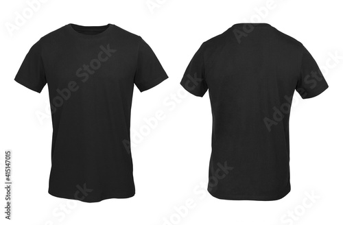Men’s Black Short Sleeve Shirt T-shirt with Set In Sleeve. Isolated on a White Background for own brand personalisation. Shot on a medium sized Male Ghost Mannequin. T-Shirt Mockup, Template.