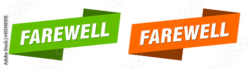 farewell banner. farewell ribbon label sign set