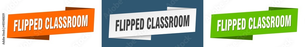 flipped classroom banner. flipped classroom ribbon label sign set