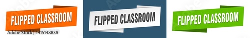 flipped classroom banner. flipped classroom ribbon label sign set
