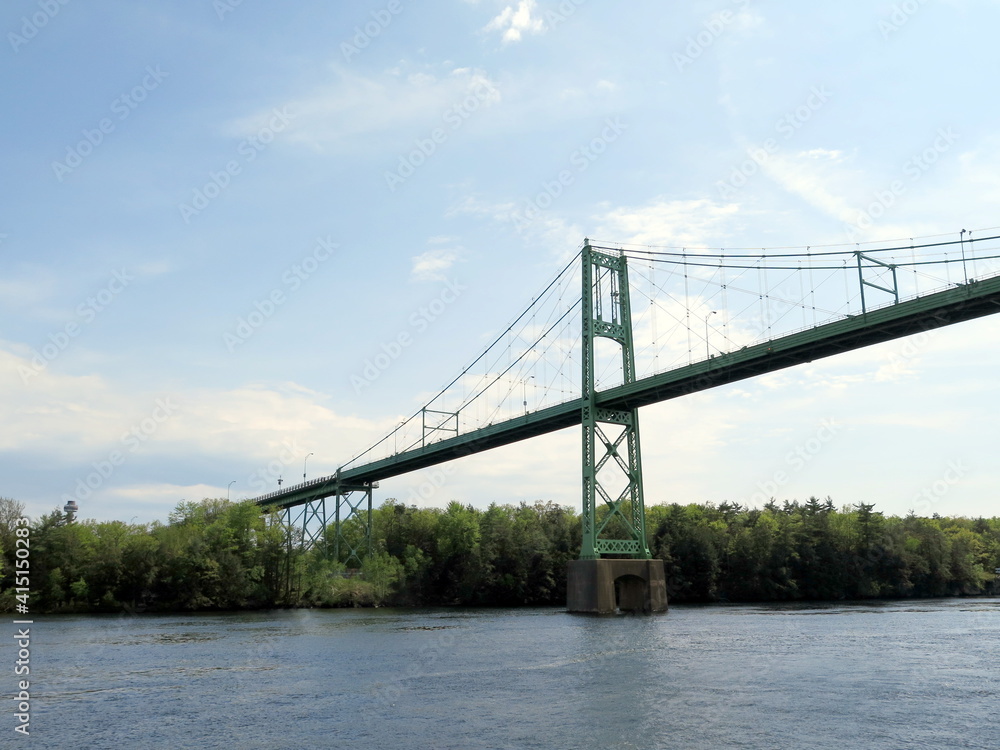 passing a bridge on the Thousand Islands boat tour, Ontario, Canada, May