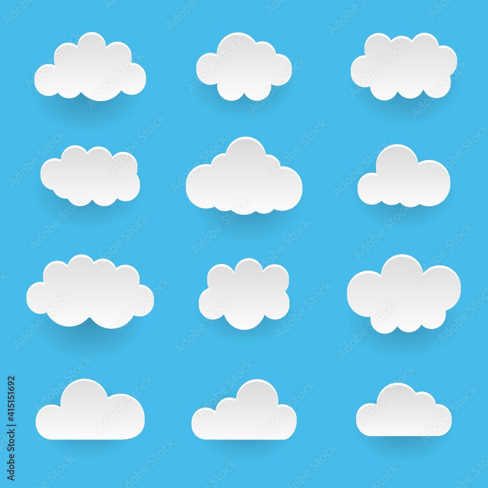 Vector set of white clouds over blue sky Vector set of white clouds over blue sky