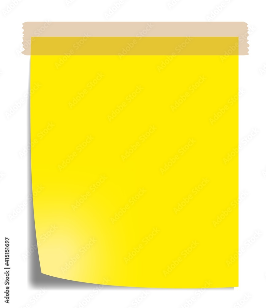 Vector illustration of yellow plank paper sticker with shadows Vector illustration of yellow plank paper sticker with shadows