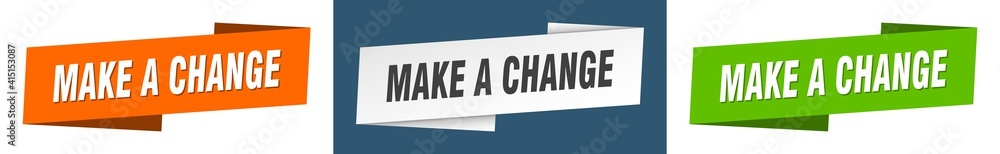 make a change banner. make a change ribbon label sign set