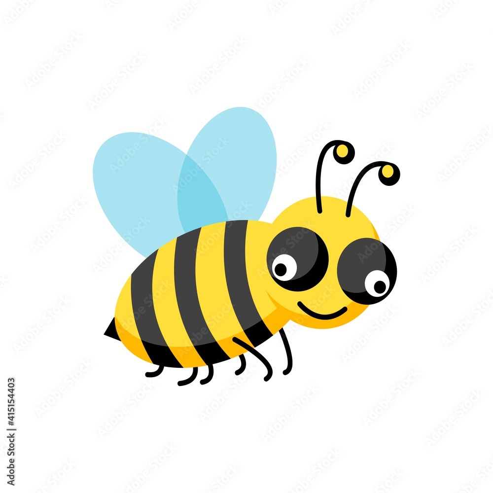 Flying honey bee icon with isolated on white background. Vector ...