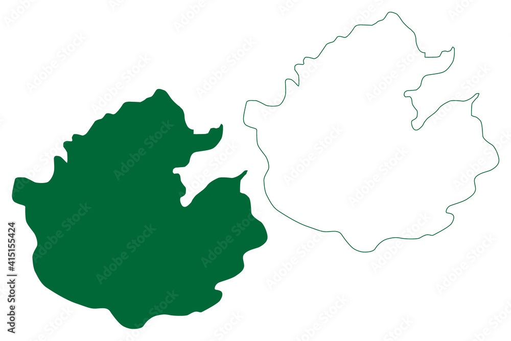 Upper Dibang Valley district (Arunachal Pradesh State, Republic of India) map vector illustration, scribble sketch Dibang Valley map