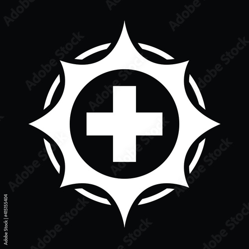 Cleric sign icon for role playing or board game on black background - Vector