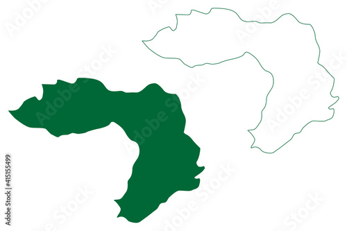 Kra Daadi district (Arunachal Pradesh State, Republic of India) map vector illustration, scribble sketch Kra Daadi map