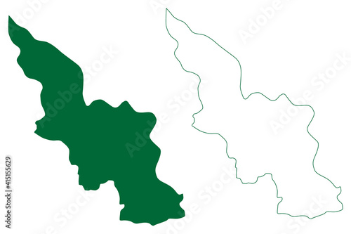 Siang district  Arunachal Pradesh State  Republic of India  map vector illustration  scribble sketch Siang map