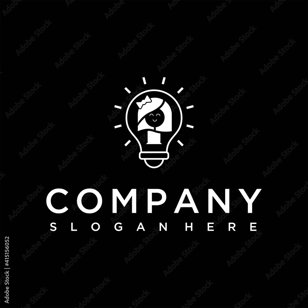 Girl lamp logo design vector image Girl lamp logo design vector image