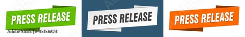 press release banner. press release ribbon label sign set