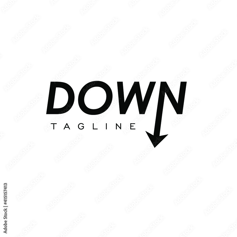 DOWN. vector logo design arrow pointing down DOWN. vector logo design arrow pointing down