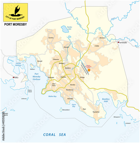 city map of Port Moresby the capital of Papua New Guinea