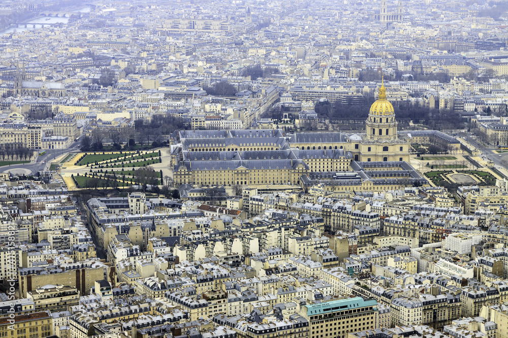 Les Invalides in Paris from Eiffel Tower