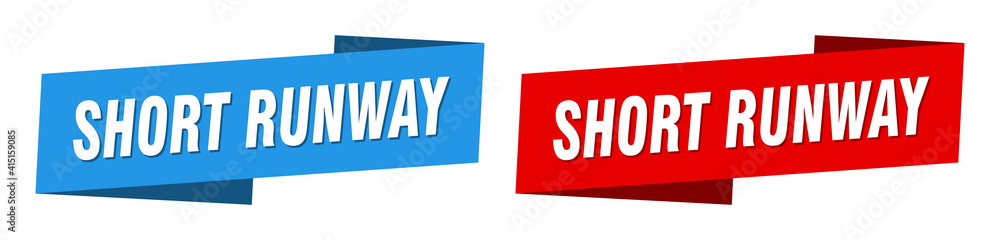 short runway banner. short runway ribbon label sign set short runway banner. short runway ribbon label sign set
