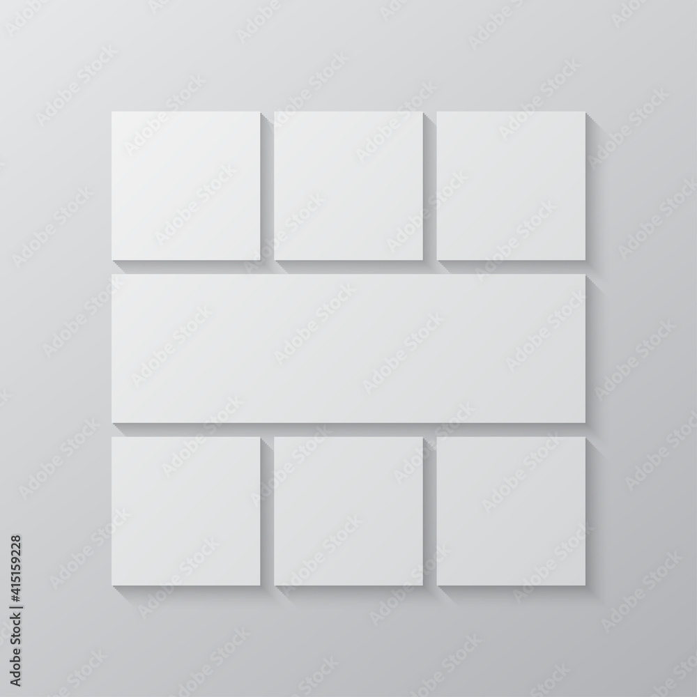 Vector empty collage board seven images, photo Vector empty collage board seven images, photo