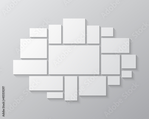 Vector template collage seventeen frames or photos
