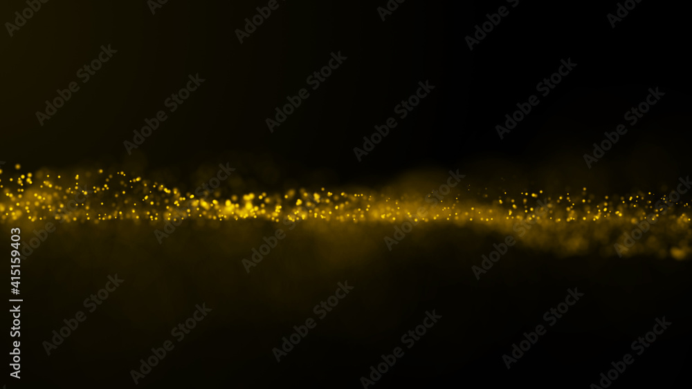 Flow of particles. Abstract wave with moving dots. Cyber technology illustration. 3d rendering Flow of particles. Abstract wave with moving dots. Cyber technology illustration. 3d rendering