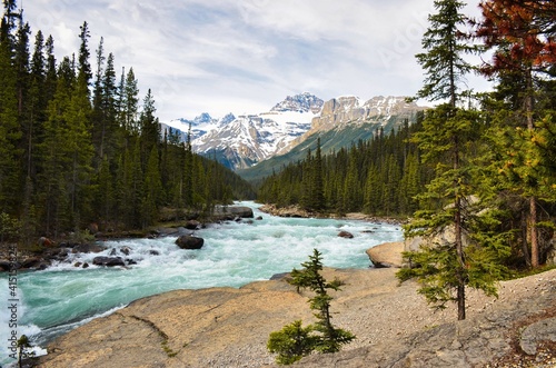 Rocky Mountains. Beautiful landscape with mountains and rivers in the Jasper National Park Canada. Icefield parkway.