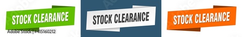 stock clearance banner. stock clearance ribbon label sign set
