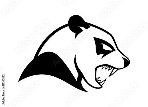 Illustration with panda bear icon isolated on white background.