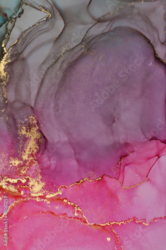 Fototapeta Naklejka Na Ścianę i Meble -  Alcohol ink art.Mixing liquid paints. Modern, abstract colorful background, wallpaper. Fluid marble art, texture,golden streaks, cracks.Translucent colors