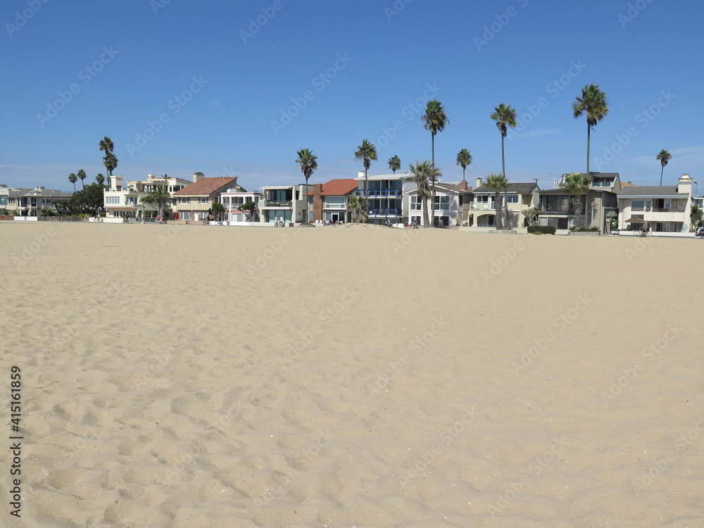 houses on the Balboa Beach in Newport Beach in Orange County in California in the month of October, USA houses on the Balboa Beach in Newport Beach in Orange County in California in the month of October, USA