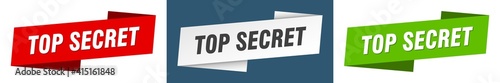 top secret banner. top secret ribbon label sign set