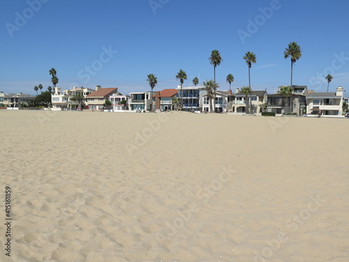 houses on the Balboa Beach in Newport Beach in Orange County in California in the month of October, USA