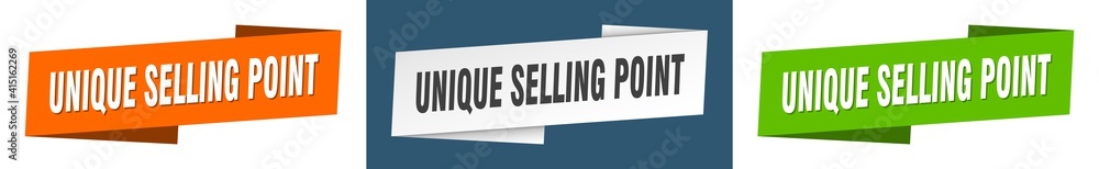 unique selling point banner. unique selling point ribbon label sign set