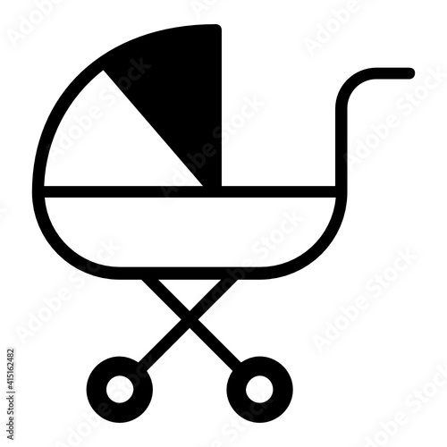 Baby Sitting Services Buinses Symbol on White background, Infant Carry Cot Crib Concept Vector Glyph Icon Design,