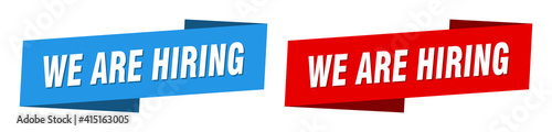 we are hiring banner. we are hiring ribbon label sign set