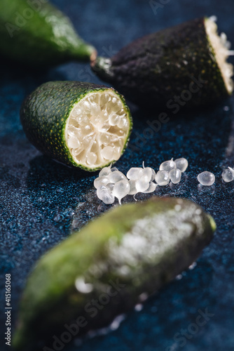 Bunch of fresh tasty finger limes fruits