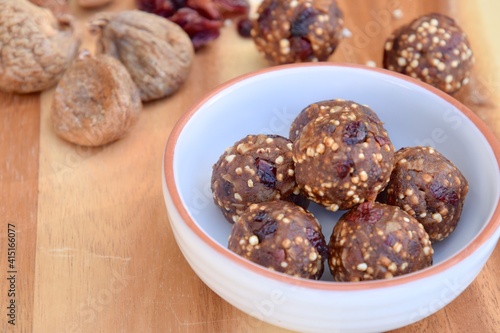 Fig cranberry quinoa energy balls. 