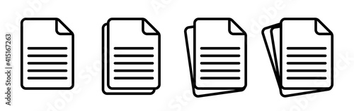Documents icons set. Paper document on white background. File page vector design element. Vector illustration.