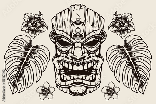 Hawaiian monochrome vintage concept