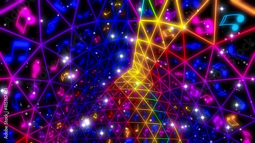 Music Notes Colored Blinking Looped Video