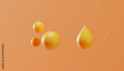 Honey drops in cartoon style. 3d illustration. Vector