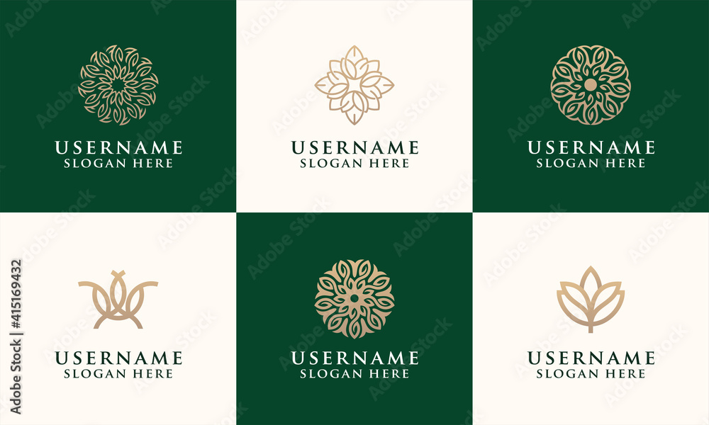 set of elegant flower logo template for fashion, salon, spa, yoga logo set of elegant flower logo template for fashion, salon, spa, yoga logo