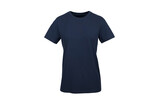 Women’s Navy Blue Short Sleeve Shirt T-shirt with Set In Sleeve. Isolated on a White Background for own brand personalisation. Shot on a medium sized Female Ghost Mannequin. T-Shirt Mockup, Template.
