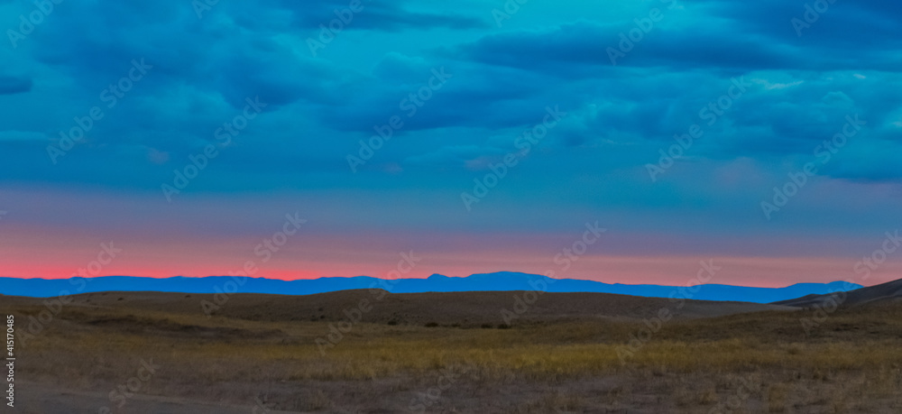 Evening sunset against the backdrop of the mountain landscape, Colorado US