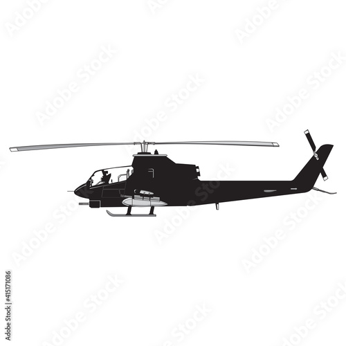 Helicopter detailed silhouette. Vector EPS 10 isolated on a white background