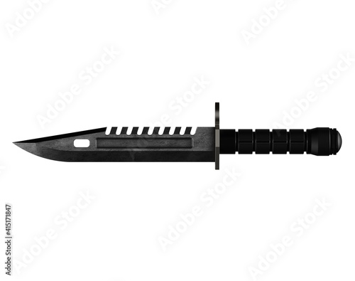 Tableau sur toile Military knife on white background