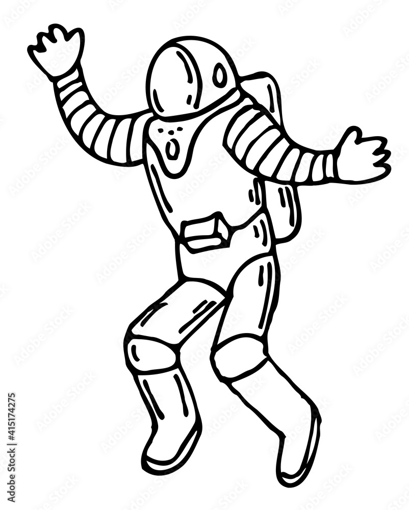 Black outline drawing Astronaut astronaut coloring book Black outline drawing Astronaut astronaut coloring book