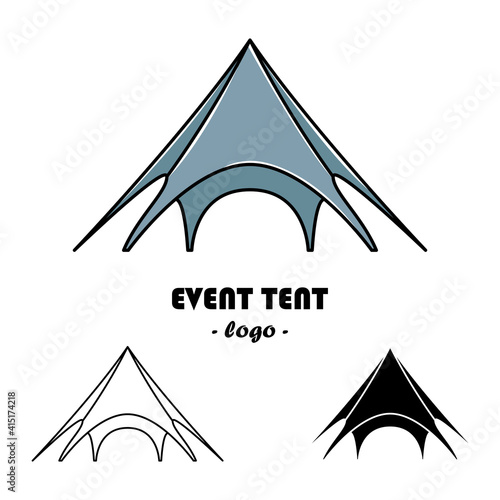 Vector set of event tent illustrations. Line art and simple style.