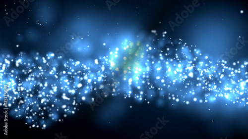 Blue dust particles floating over black