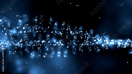 Blue dust particles floating over black © alexskopje