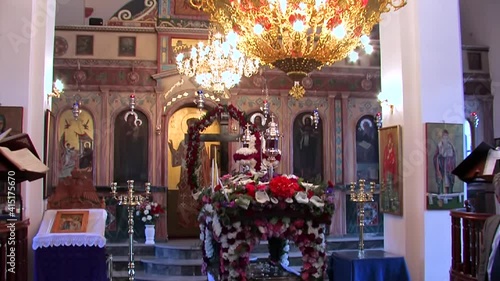 Patmos Greece the Orthodox Cristian Greek Easter and the decoration of the Epitaph 