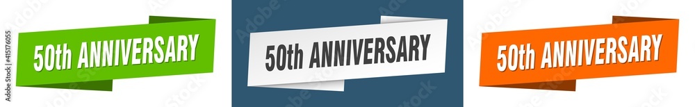 50th anniversary banner. 50th anniversary ribbon label sign set 50th anniversary banner. 50th anniversary ribbon label sign set
